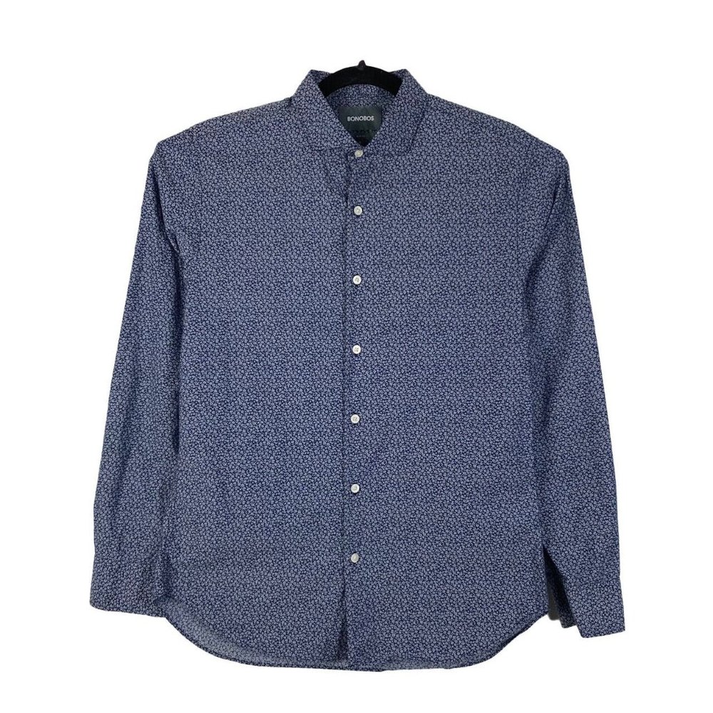 Bonobos Button Up Shirt Slim Fit Blue Abstract Floral Size Medium